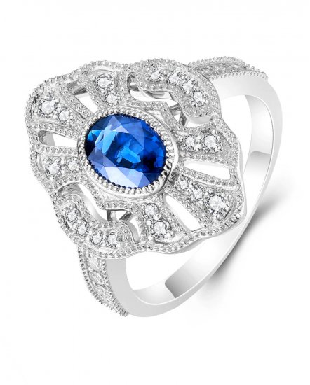 OVAL SAPPHIRE DIAMOND RING (TR3962)