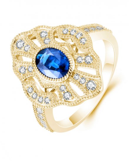 OVAL SAPPHIRE DIAMOND RING (TR3962)