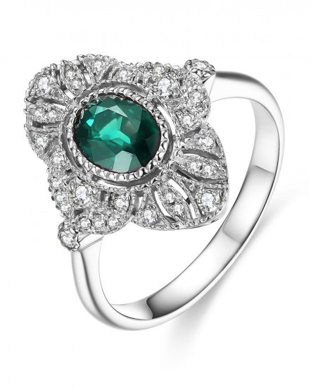 OVAL COLORED STONE DIAMOND RING (TR3967)