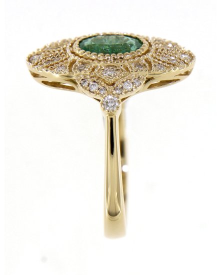 OVAL COLORED STONE DIAMOND RING (TR3967)