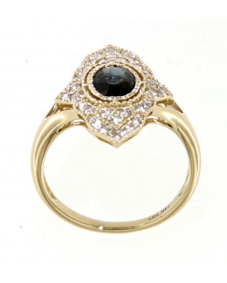 OVAL SAPPHIRE DIAMOND RING (TR3968)