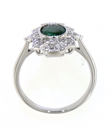 OVAL EMERALD DIAMOND RING (TR3975)
