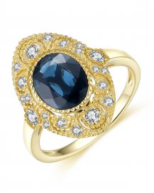OVAL COLORED STONE DIAMOND RING (TR3981)