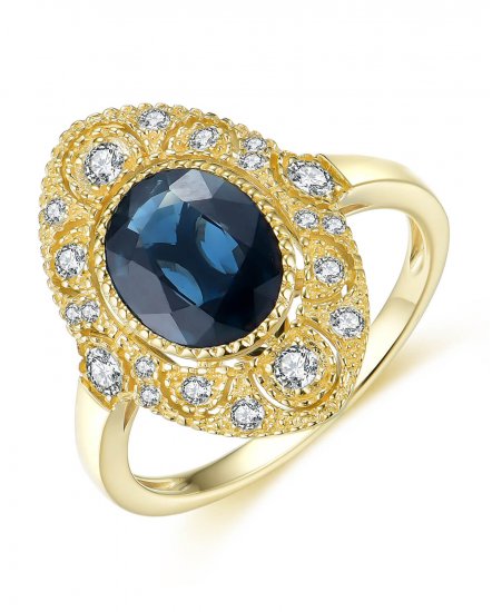 OVAL SAPPHIRE DIAMOND RING (TR3981)