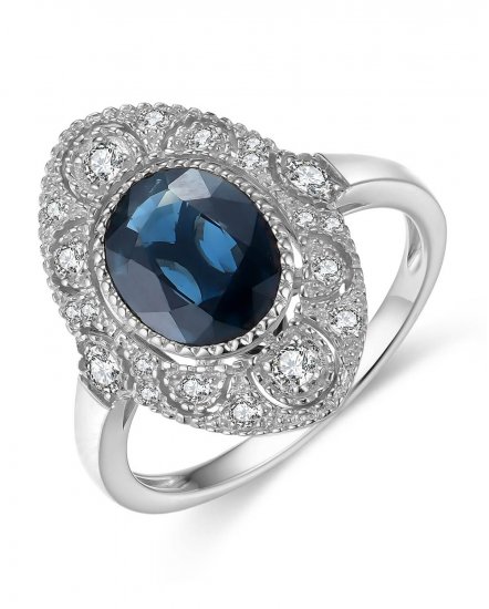 OVAL SAPPHIRE DIAMOND RING (TR3981)