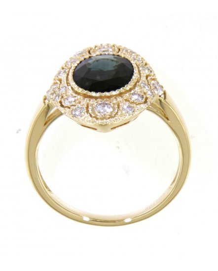 OVAL SAPPHIRE DIAMOND RING (TR3981)