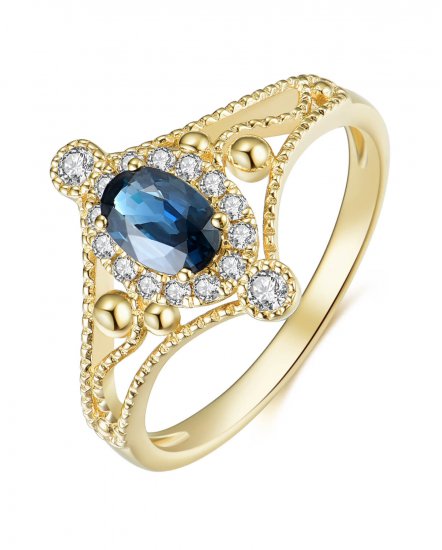 OVAL SAPPHIRE DIAMOND RING (TR3983)