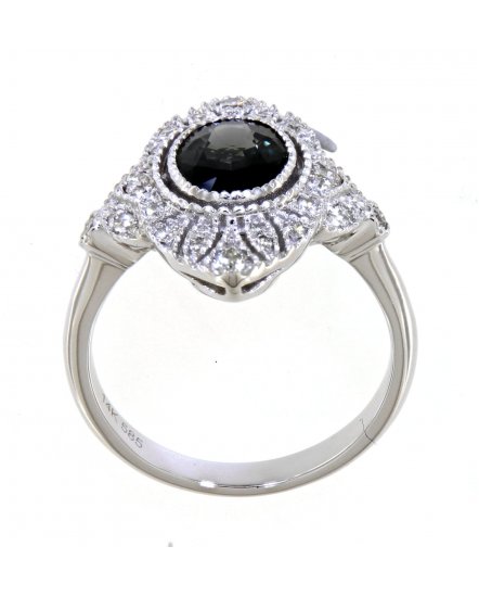 OVAL SAPPHIRE DIAMOND RING (TR3984)