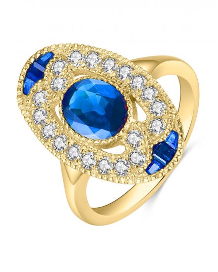 OVAL SAPPHIRE DIAMOND RING (TR3986)
