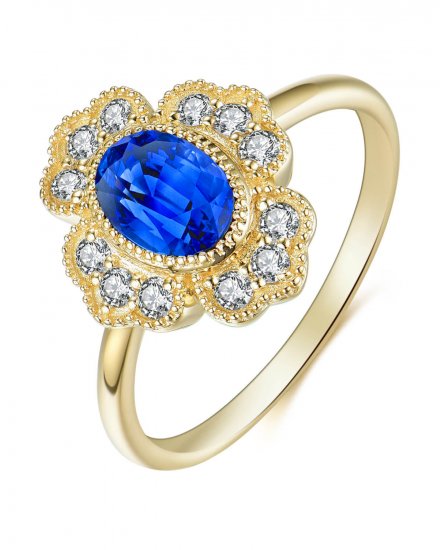OVAL SAPPHIRE DIAMOND RING (TR3987)
