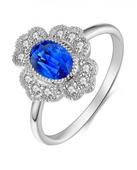 OVAL SAPPHIRE DIAMOND RING (TR3987)
