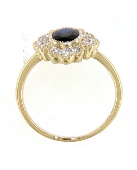 OVAL SAPPHIRE DIAMOND RING (TR3987)