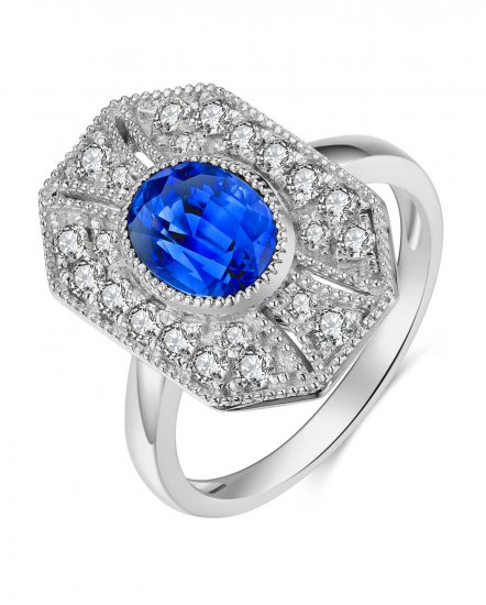 OVAL SAPPHIRE DIAMOND RING (TR3988)