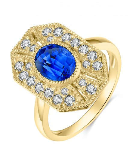 OVAL SAPPHIRE DIAMOND RING (TR3988)