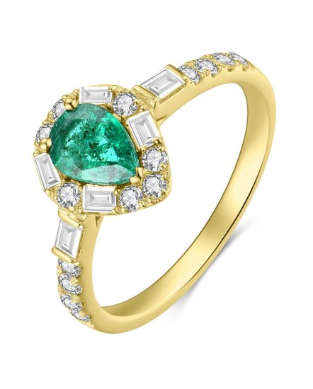 PEAR EMERALD DIAMOND RING (TR3990)