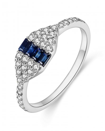 BAGUETTE SAPPHIRE DIAMOND RING  (TR4003)