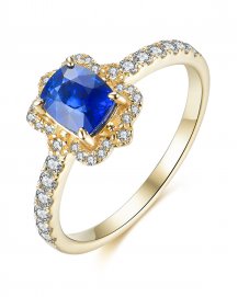 CUSHION SAPPHIRE DIAMOND RING (TR4016)
