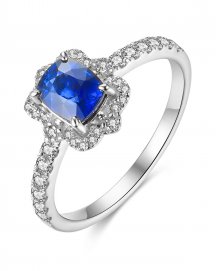 CUSHION SAPPHIRE DIAMOND RING (TR4016)