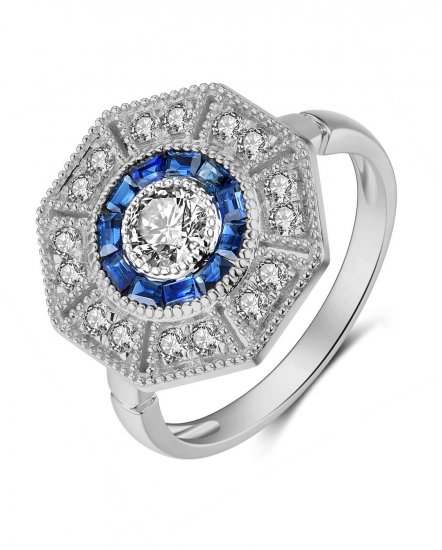OCTAGON STYLE SAPPHIRE DIAMOND RING (TR4024)
