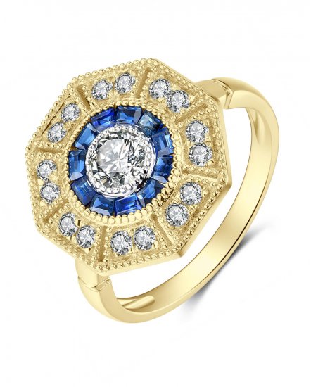 OCTAGON STYLE SAPPHIRE DIAMOND RING (TR4024)