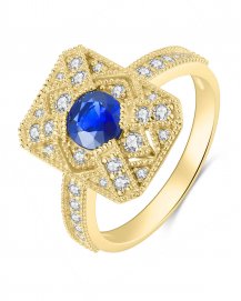 CUSHION SAPPHIRE DIAMOND RING (TR4027)
