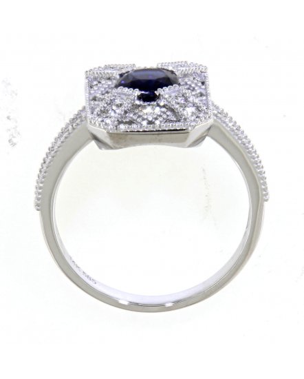 CUSHION SAPPHIRE DIAMOND RING (TR4027)