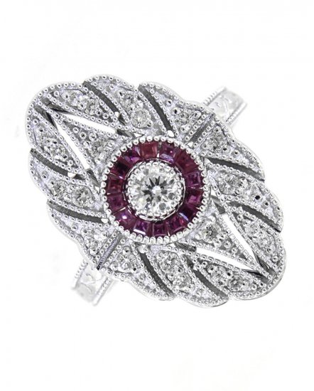MARQUISE STYLE RUBY DIAMOND RING (TR4046)