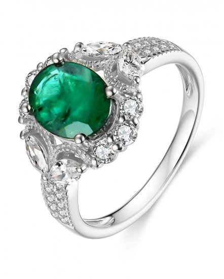 OVAL EMERALD DIAMOND RING (TR4050)