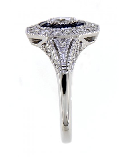 OCTAGON STYLE SAPPHIRE DIAMOND RING (TR4051)