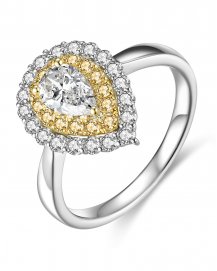 MULTI TONE PEAR DIAMOND ENGAGEMENT RING (TR4056)