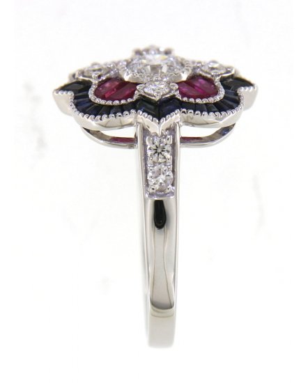 FLORAL STYLE COLORED STONE DIAMOND RING (TR4069)