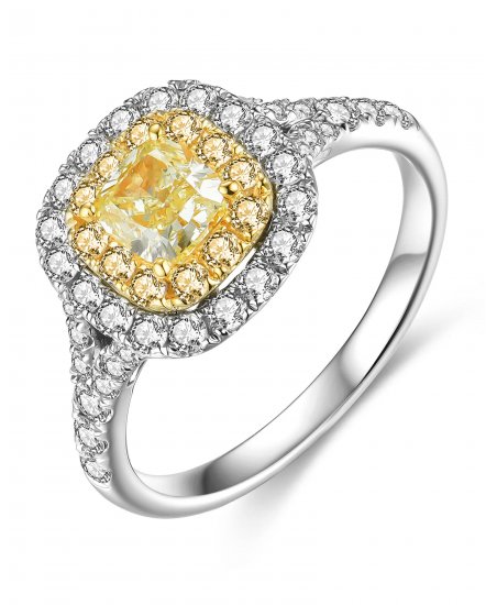 MULTI TONE CUSHION DIAMOND ENGAGEMENT RING (TR4074)