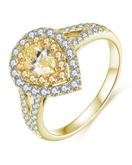 MULTI TONE PEAR DIAMOND ENGAGEMENT RING (TR4075)