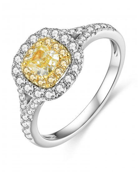 MULTI TONE CUSHION DIAMOND ENGAGEMENT RING (TR4079)
