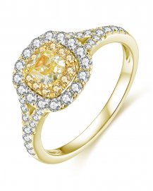 MULTI TONE CUSHION DIAMOND ENGAGEMENT RING (TR4079)