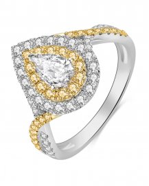 MULTI TONE PEAR DIAMOND ENGAGEMENT RING (TR4081)
