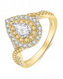 MULTI TONE PEAR DIAMOND ENGAGEMENT RING (TR4081)