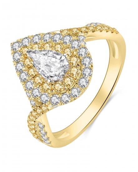 MULTI TONE PEAR DIAMOND ENGAGEMENT RING (TR4081)