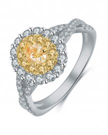 MULTI TONE OVAL DIAMOND ENGAGEMENT RING (TR4082)