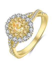 MULTI TONE OVAL DIAMOND ENGAGEMENT RING (TR4082)