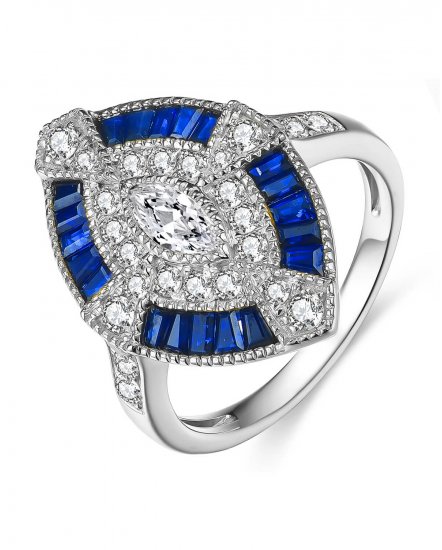 MARQUISE STYLE SAPPHIRE DIAMOND RING (TR4085)