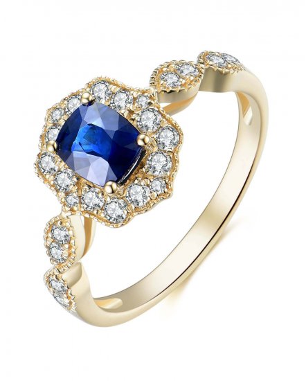 CUSHION SAPPHIRE DIAMOND RING (TR4090)