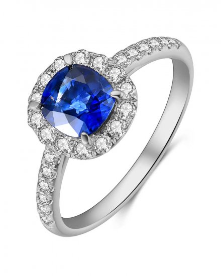 CUSHION SAPPHIRE DIAMOND RING (TR4092)