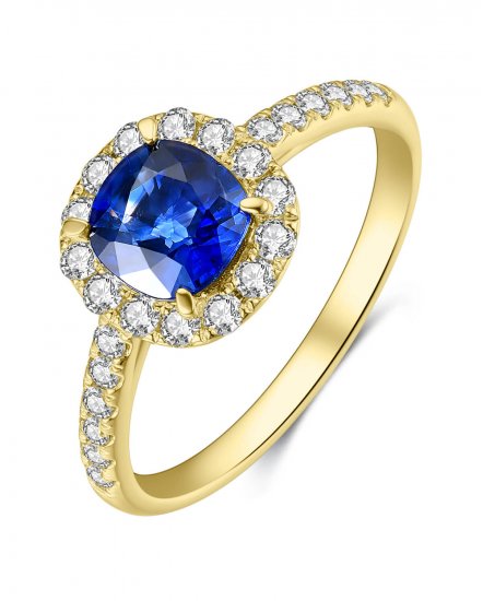CUSHION SAPPHIRE DIAMOND RING (TR4092)