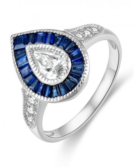 PEAR SAPPHIRE DIAMOND RING (TR4094)