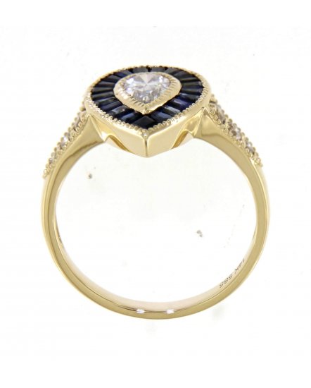 PEAR SAPPHIRE DIAMOND RING (TR4094)