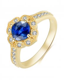 CUSHION SAPPHIRE DIAMOND RING (TR4121)