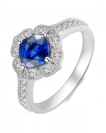 CUSHION SAPPHIRE DIAMOND RING (TR4121)