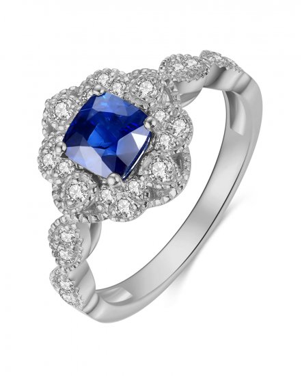 CUSHION SAPPHIRE DIAMOND RING (TR4130)