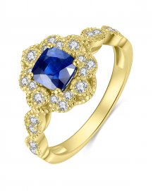 CUSHION SAPPHIRE DIAMOND RING (TR4130)
